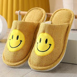 New Smiley Pattern Autumn Spring Bedroom Ladies Soft Home Shoes Women Cotton and Linen Slippers House Couples Indoor Slides Y