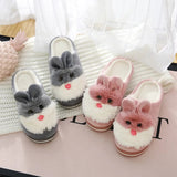 Women Winter Warm slippers Cute Rabbit Faux Fur slippers Indoor OutdoorShoes Non Slip Soft Funny slippers Cartoon Furry Slipper