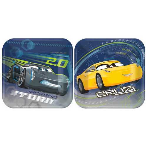 Cars 3 7-Inch Square Plates [8 per Package]