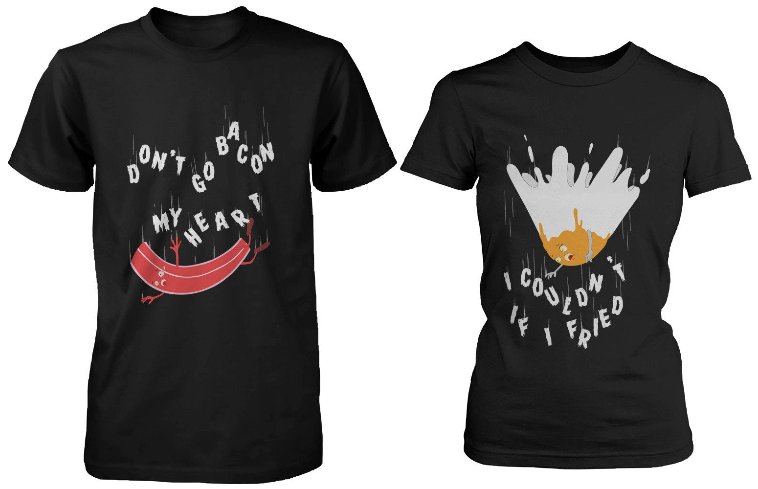 Bacon and Egg "Falling on the Frying Pan" Couple T-shirts - Matching Shirts