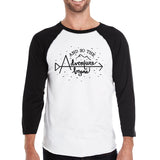 And So The Adventure Begins Mens Black And White Baseball Shirt