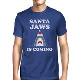 Santa Jaws Is Coming Mens Royal Blue Shirt