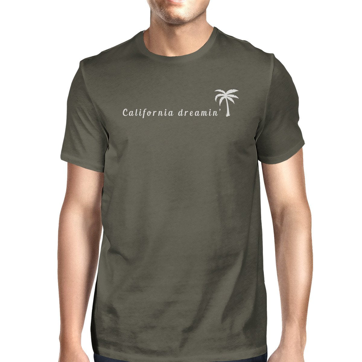 California Dreaming Mens Dark Gray Tee Crew Neck Summer T-Shirt