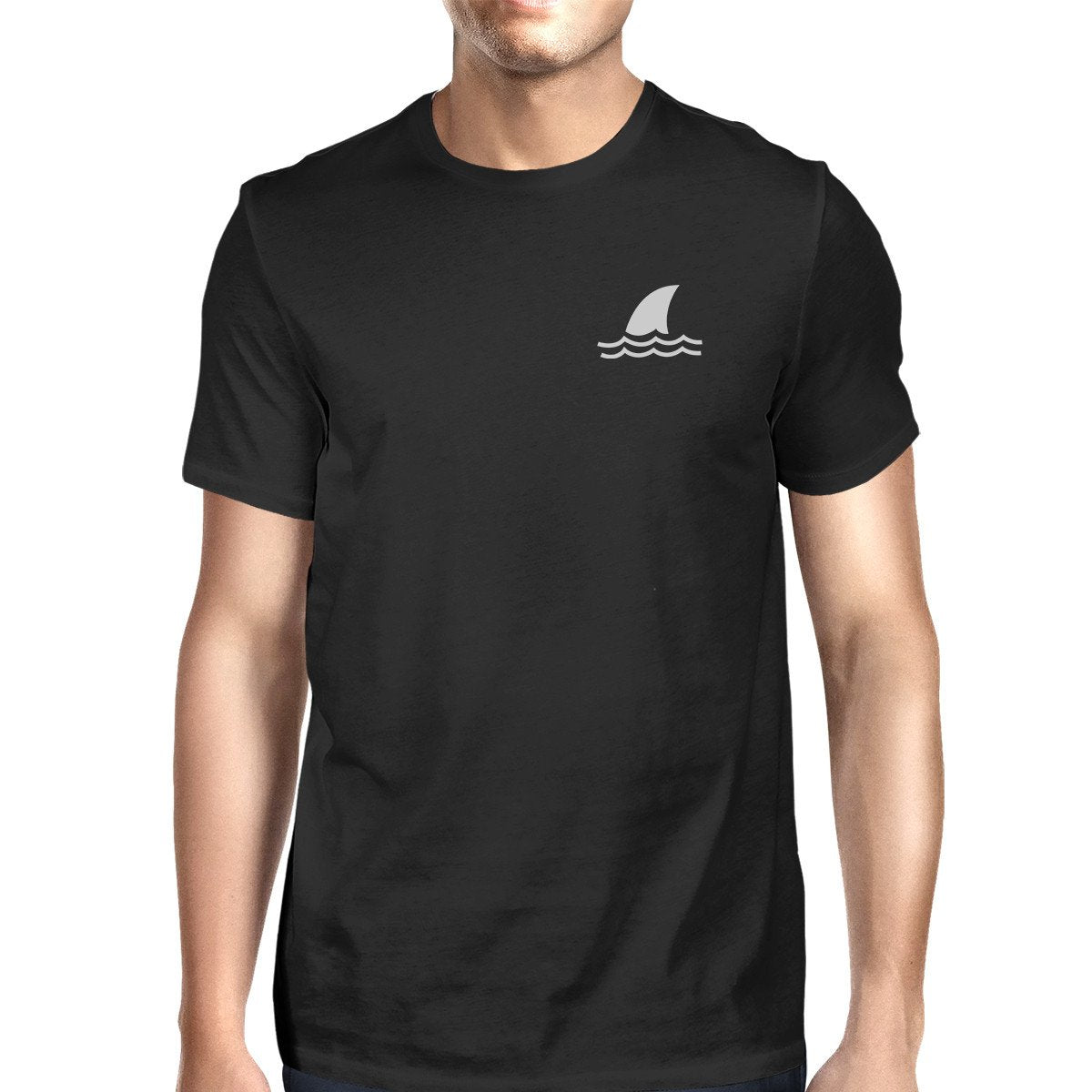 Mini Shark Black Mens Lightweight Graphic Tshirt Round Neck Cotton
