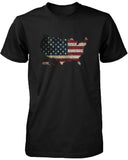 Funny Graphic Statement Mens Black T-shirt - US Flag in US Map