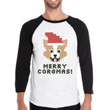 Merry Corgmas Corgi Mens Black And White Baseball Shirt