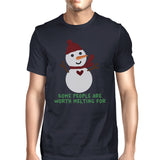 Some People Are Worth Melting For Snowman Mens Navy Shirt
