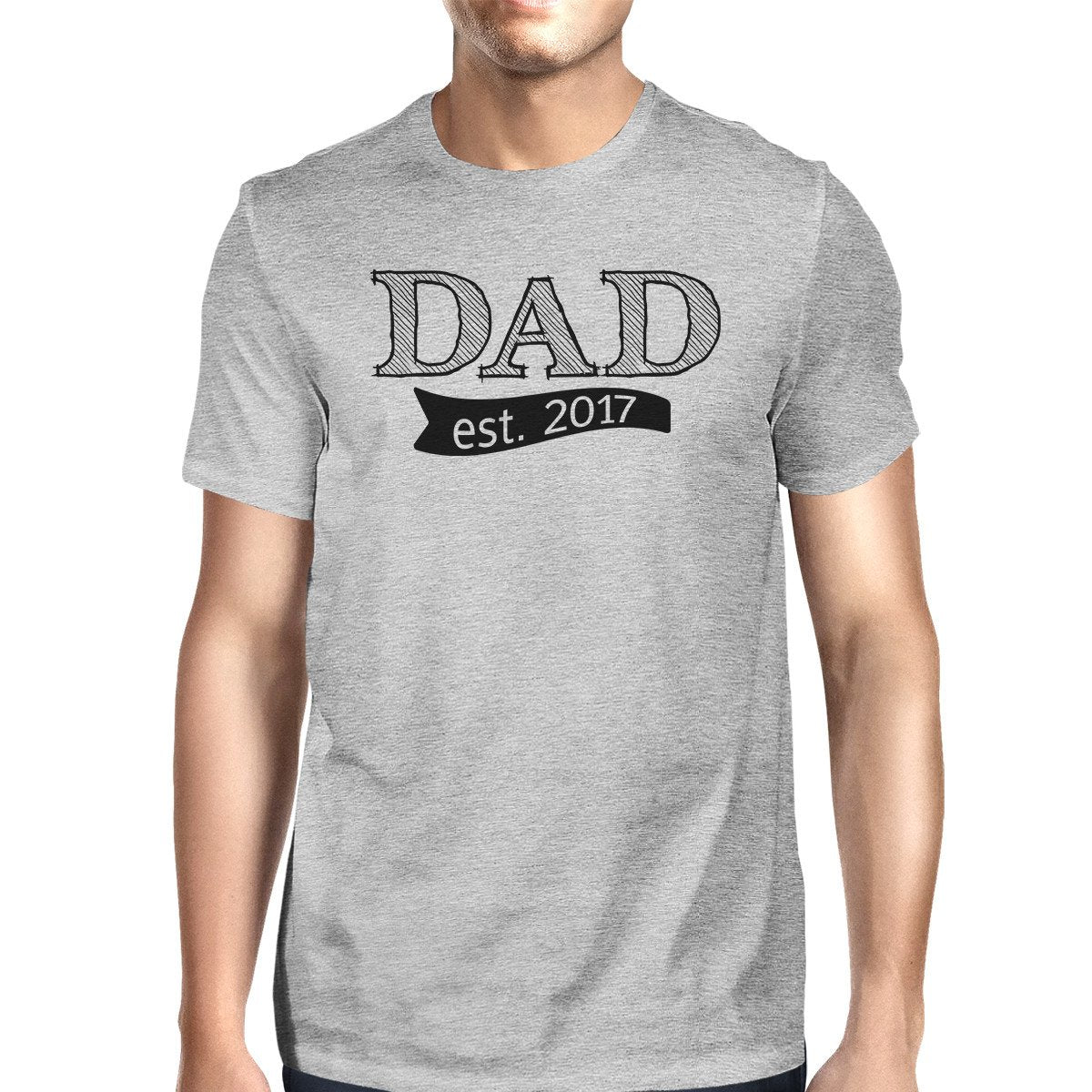 Dad Est 2017 Mens Gray Cotton Tee Unique Fathers Day Gifts For Dad