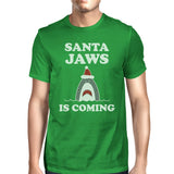 Santa Jaws Is Coming Mens Green Shirt