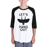 Let's Hang Out Bat Kids Black And White Baseball Shirt