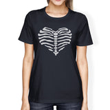 Skeleton Heart Womens Navy Shirt