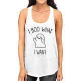 I Boo What I Want Ghost Womens White Tank Top