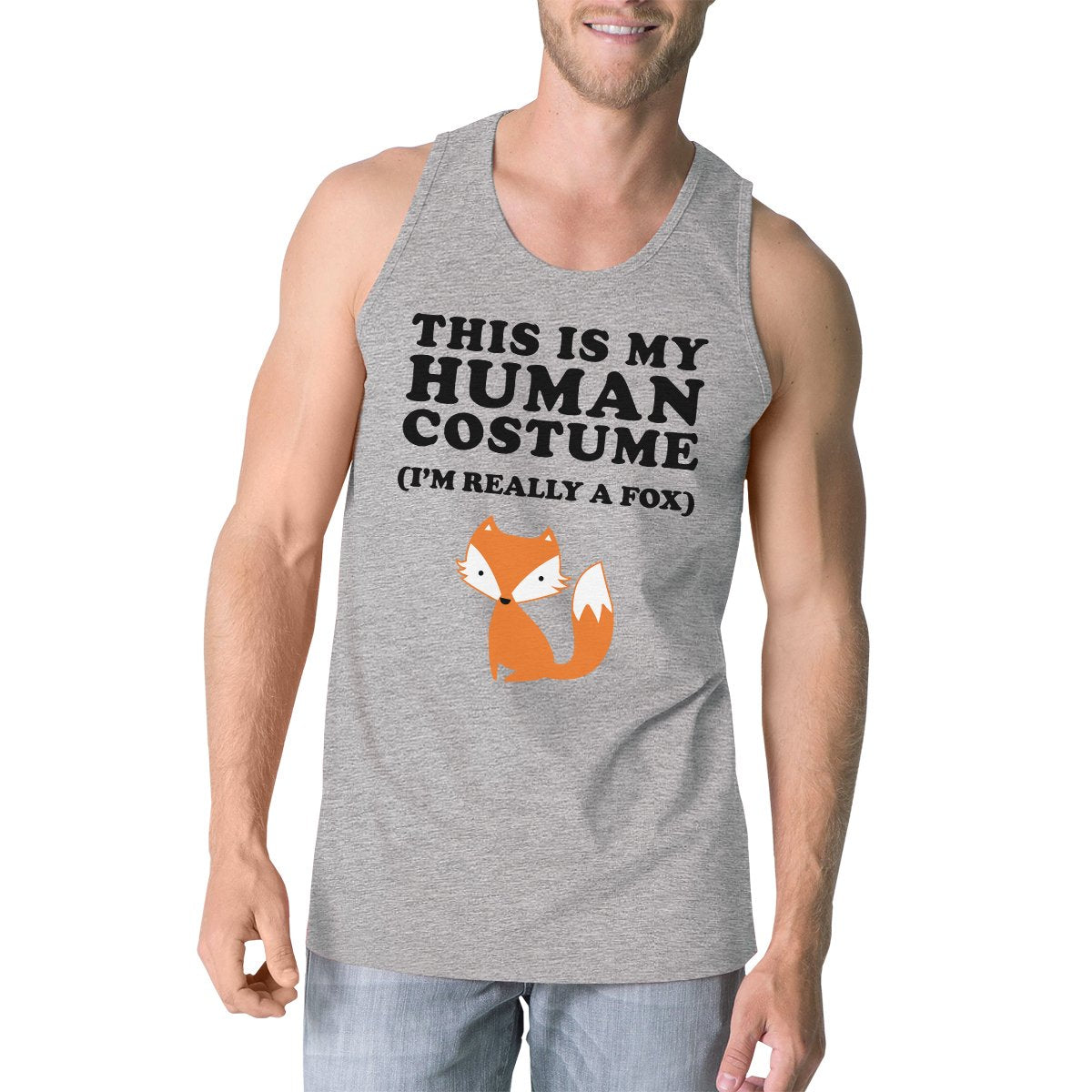This Is My Human Costume Fox Mens Grey Tank Top
