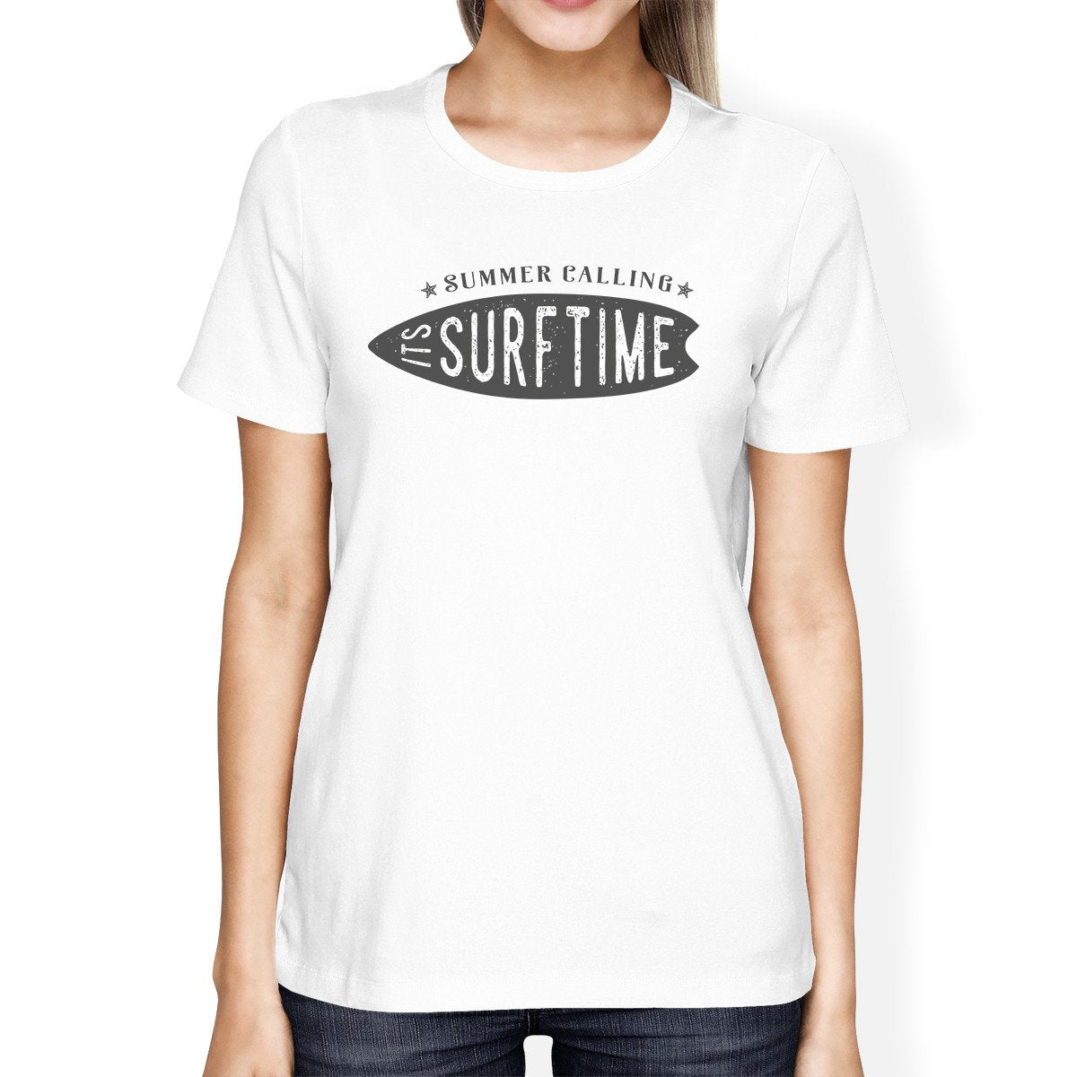 Summer Calling It's Surf Time Womens White Shirt