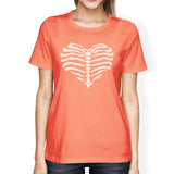 Skeleton Heart Womens Peach Shirt