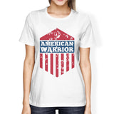 American Warrior Tee Womens White Cotton Tshirt American Flag Shirt