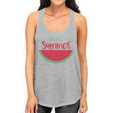 Hello Summer Watermelon Womens Grey Tank Top