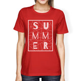 Summer Geometric Womens Red Trendy Lettering Graphic Tee Shirt