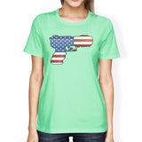 American Flag Pistol Design T-Shirt For Women Unique Patriotic Gift