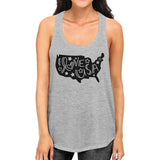 I Love USA Unique America Map Womens Sleeveless Tee For 4th Of July