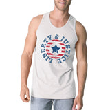 Liberty &amp; Justice White Sleeveless Tee 4th Of July Tank Top For Men