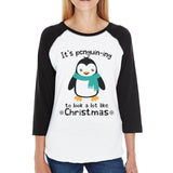 It's Penguin-Ing To Look A Lot Like Christmas Womens Black And White Baseball Shirt