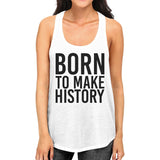 Born To Make history Womens White Sleeveless Tank Top Yuri On Ice