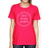 Food Friends Sunshine Womens Hot Pink Crewneck Tee Shirt Cotton