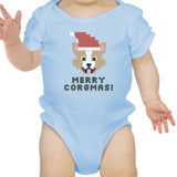 Merry Corgmas Corgi Baby Sky Blue Bodysuit