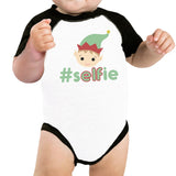 Hashtag Selfie Elf Baby Black And White Baseball Shirt