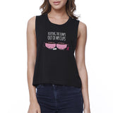 Keeping The Lumps Out Of My Cups Breast Cancer Womens Black Crop Top