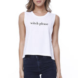 Witch Please Womens White Crop Top