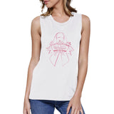 Warrior Breast Cancer Awareness Womens White Muscle Top