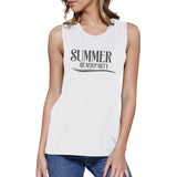 Summer Beach Party Womens White Muscle Top