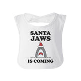Santa Jaws Is Coming Baby White Bib