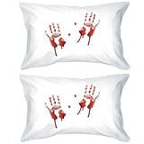 Bloody Handprints White Pillowcases