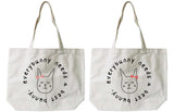 BFF Matching Canvas Tote Bag Natural - Everybunny Needs a Best Bunny