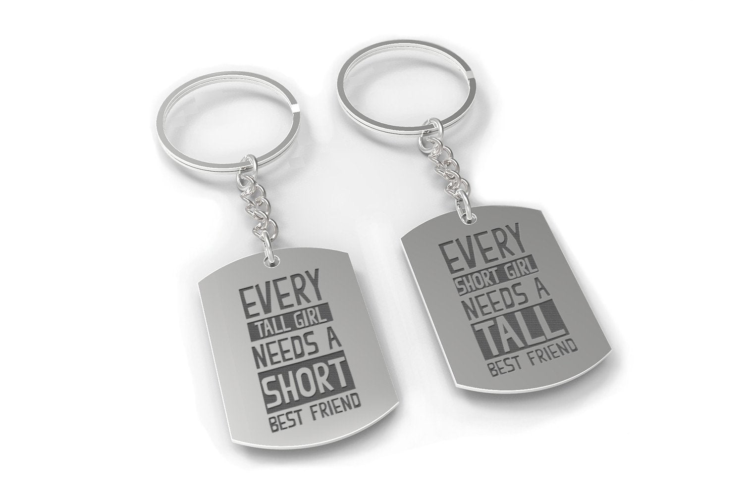 Short Tall Funny Matching BFF Key Chain for Best Friends Great Gift