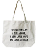 Women's Reusable Canvas Bag- Funny 'Dangerous' Natural Canvas Tote Bag