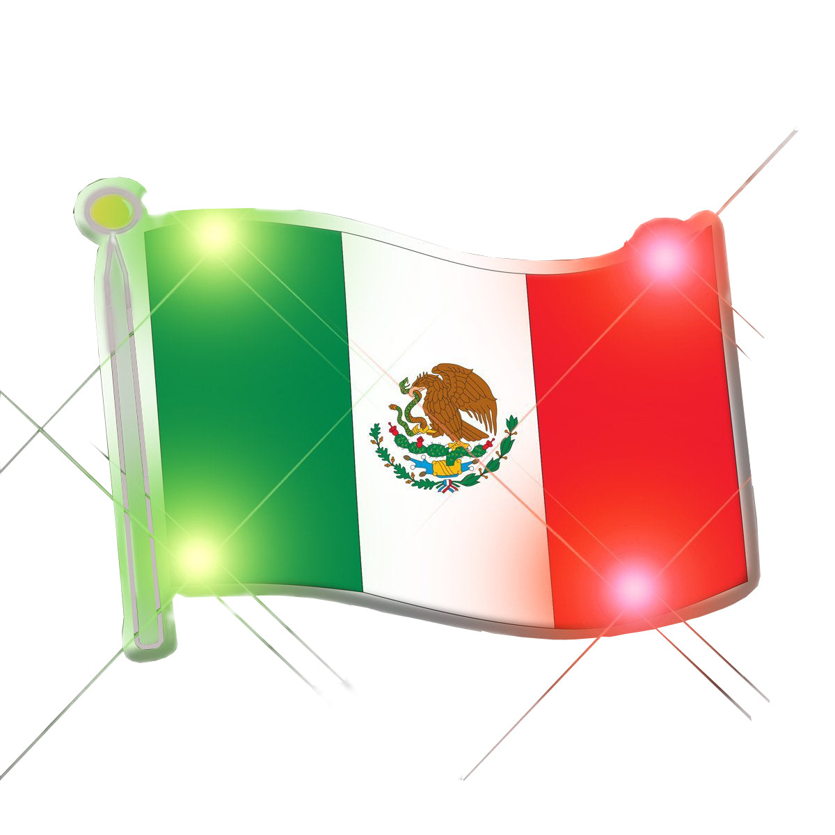 Mexican Flag Flashing Body Light Lapel Pins