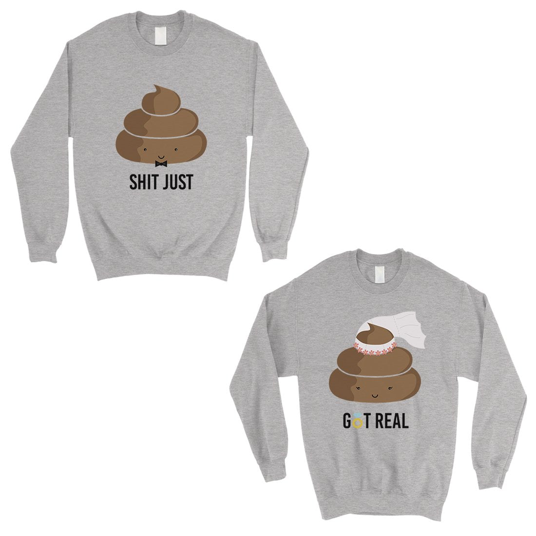Poop Shit Got Real Matching Sweatshirt Pullover Unique Couples Gift