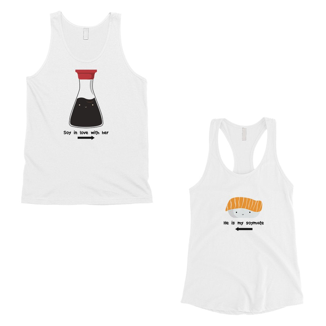 Sushi &amp; Soy Sauce Matching Couple Tank Tops Funny Anniversary Gift