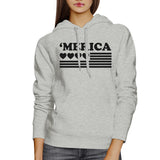 'Merica Unisex White Graphic Hoodie Gift Idea For Independence Day