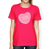 Meh Women's Hot Pink T-shirt Cute Heart-Shaped Gift Ideas For Her