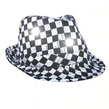 Light Up LED Flashing Fedora Hat with Checkered Sequins