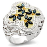 LOA940 - Rhodium Brass Ring with Top Grade Crystal  in Multi Color