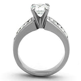 TK1332 - High polished (no plating) Stainless Steel Ring with AAA Grade CZ  in Clear
