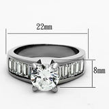 TK1332 - High polished (no plating) Stainless Steel Ring with AAA Grade CZ  in Clear