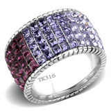 TK3703 - High polished (no plating) Stainless Steel Ring with Top Grade Crystal  in Multi Color