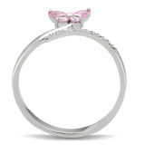 TS042 - Rhodium 925 Sterling Silver Ring with AAA Grade CZ  in Light Rose